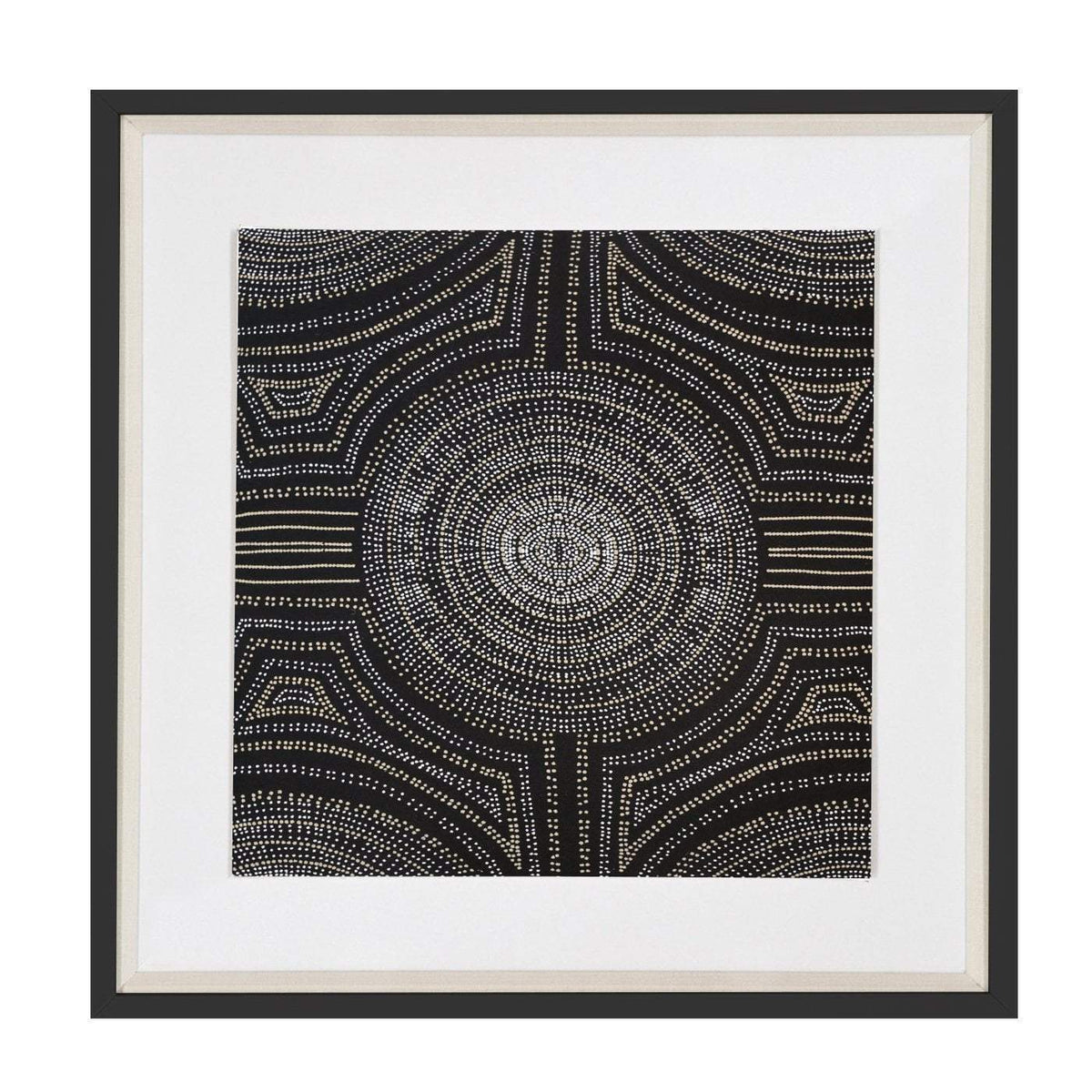 Dreamtime Aboriginal Dot Black Artwork 52x52cm-abc