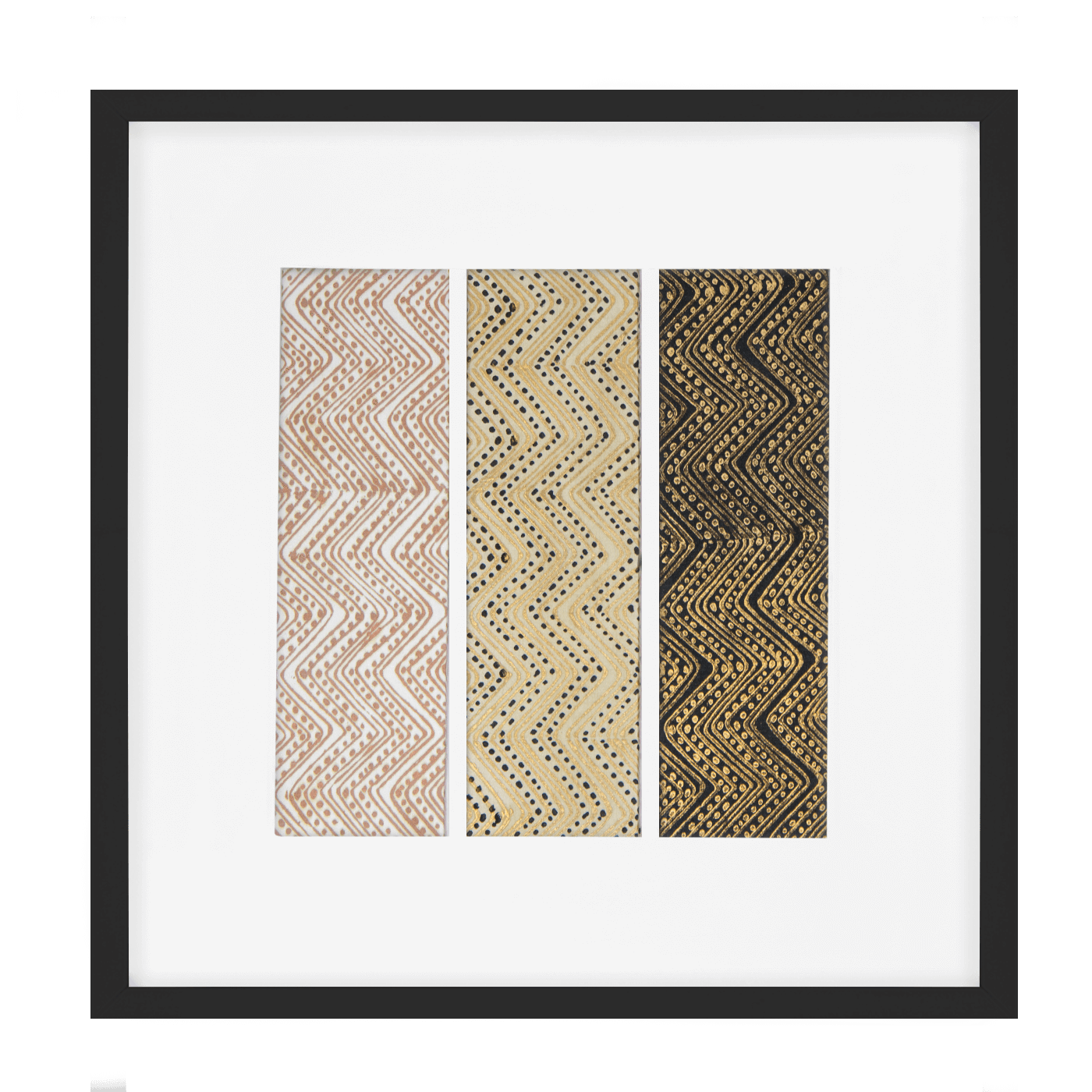 Ruins Zig Triptic Black Artwork 52 x 52 cm-abc