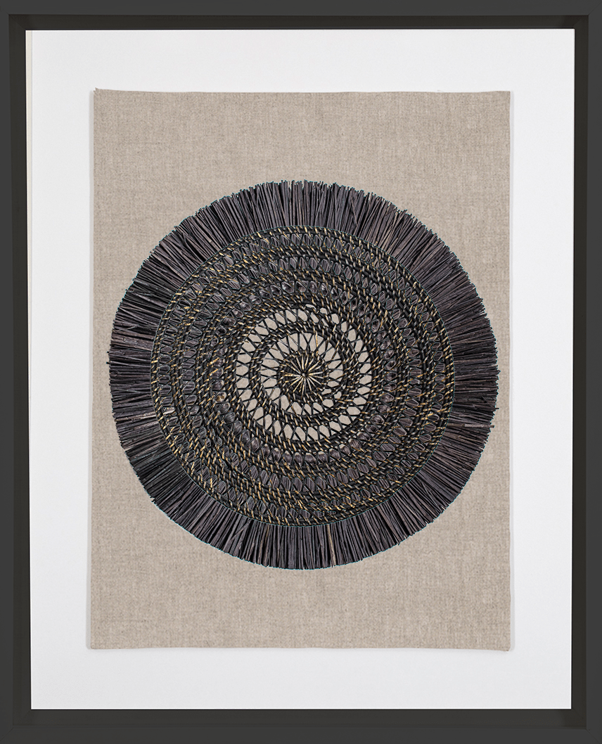 Grassmat on Natural Linen Artwork 67 x 85 cm-abc