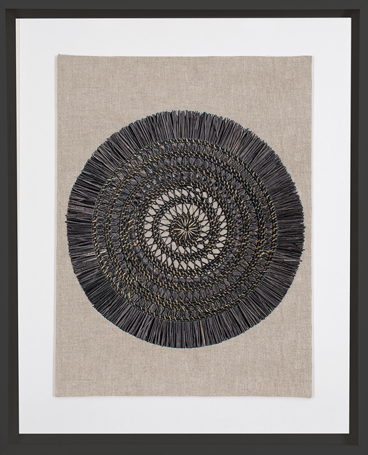 Grassmat on Natural Linen Artwork 67 x 85 cm-abc