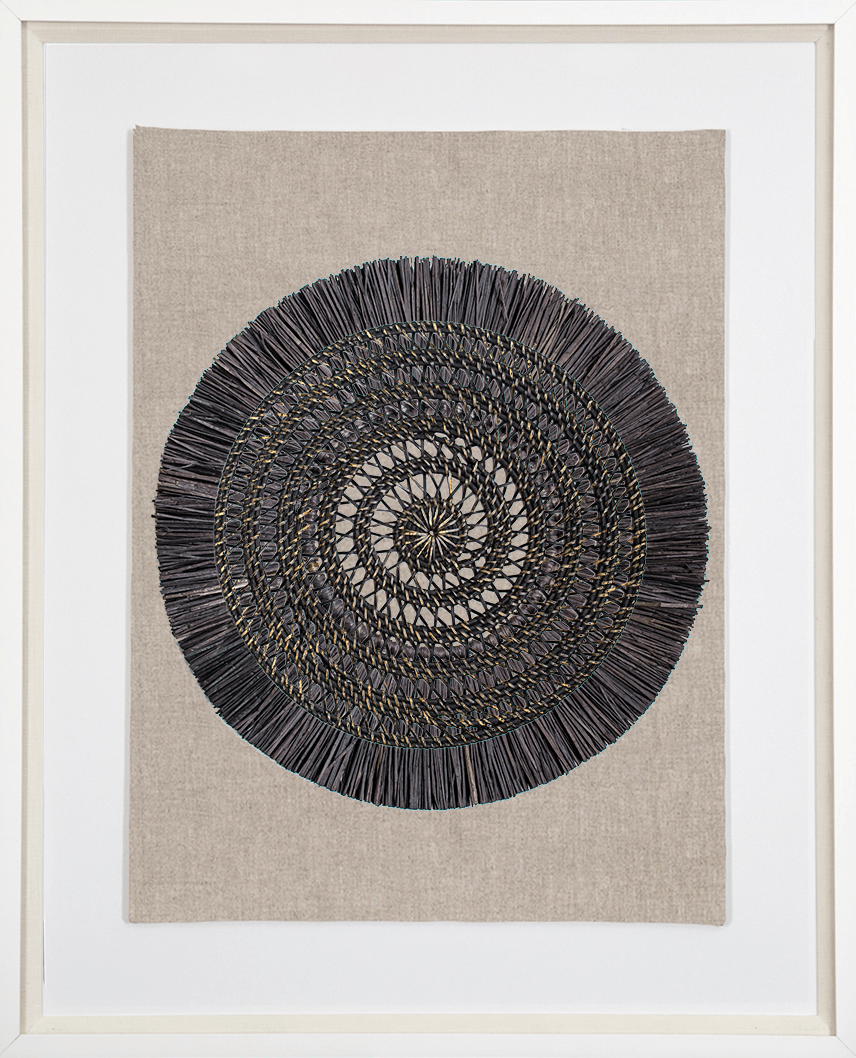 Grassmat on Natural Linen Artwork 67 x 85 cm-abc