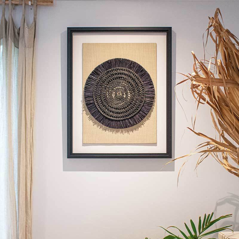 Grassmat on Natural Linen Artwork 67 x 85 cm-abc