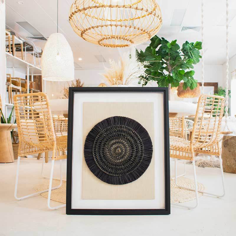 Grassmat on Natural Linen Artwork 67 x 85 cm-abc