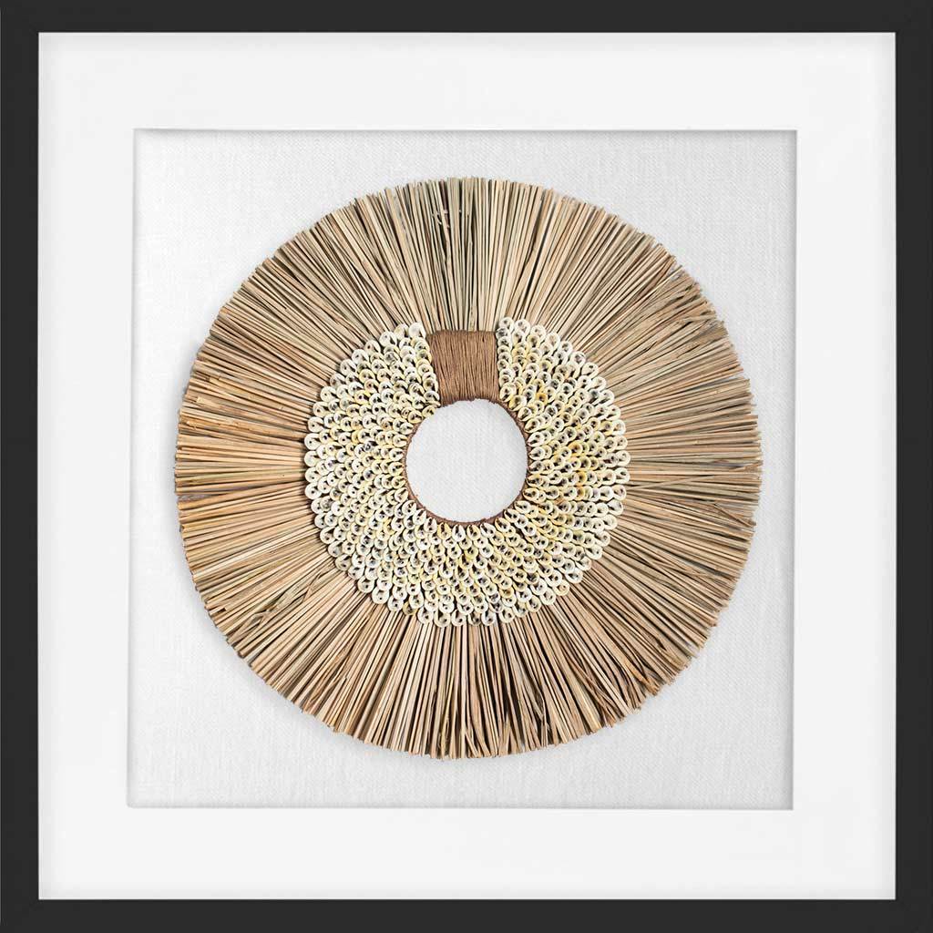 Shell Ring Coffee and Wood Sticks on White 55 x 55cm-abc