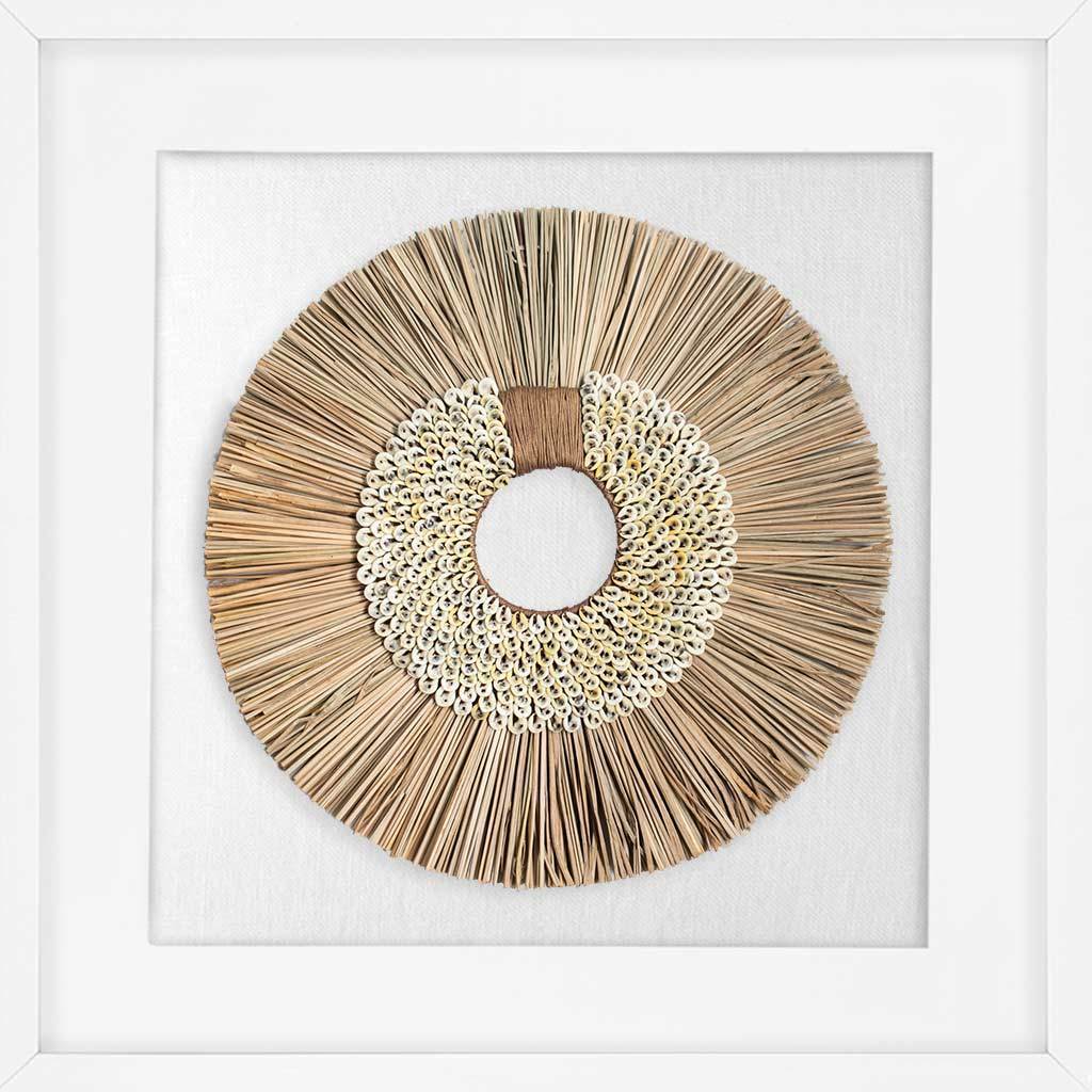 Shell Ring Coffee and Wood Sticks on White 55 x 55cm-abc