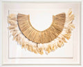 Feather and Sticks on White Linen Artwork 85 x 67 cm-abc