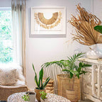 Feather and Sticks on White Linen Artwork 85 x 67 cm-abc