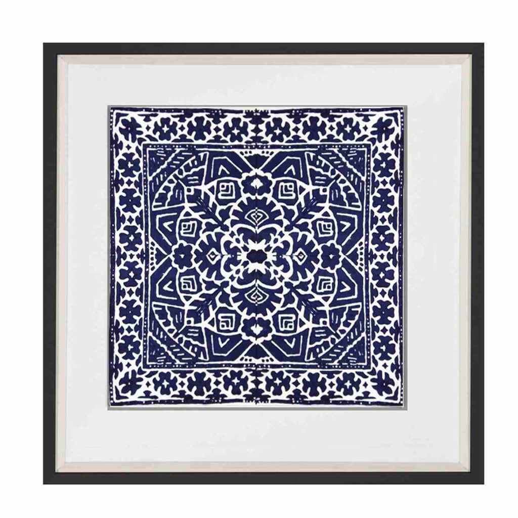 Kilim Print Navy Artwork 52cm x 52cm-abc