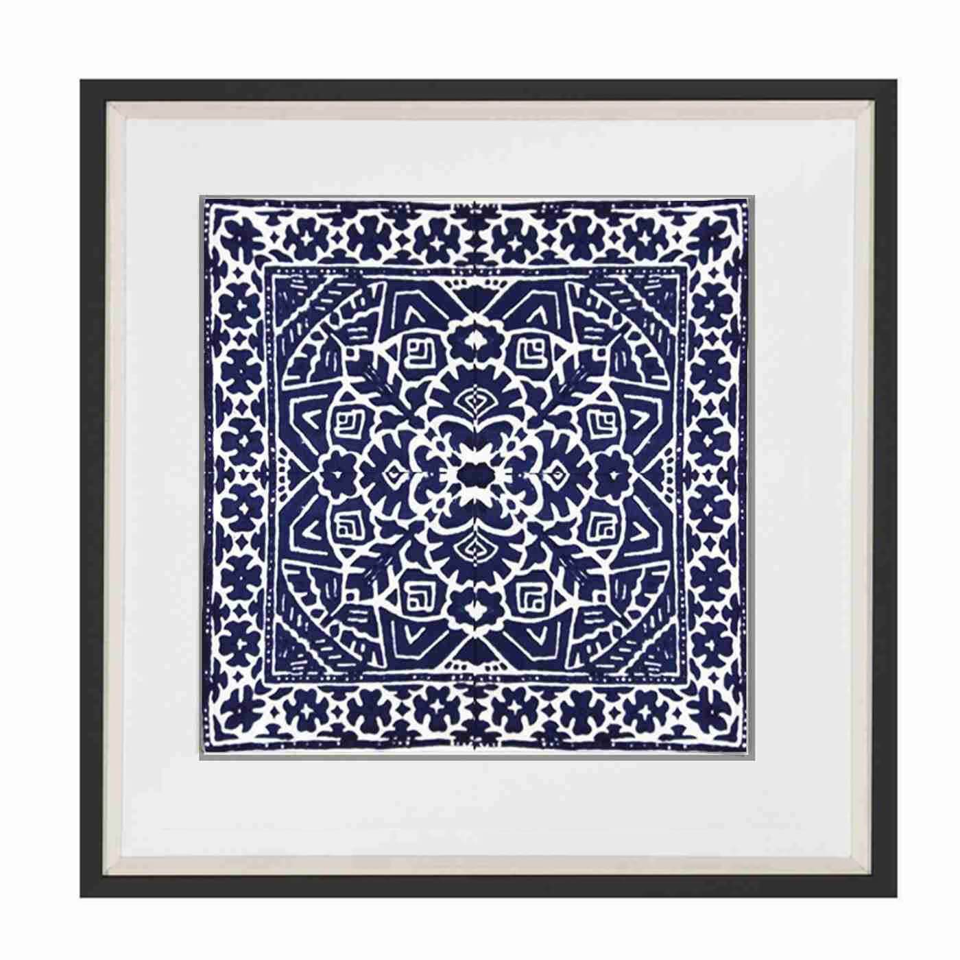 Kilim Print Navy Artwork 52cm x 52cm-abc