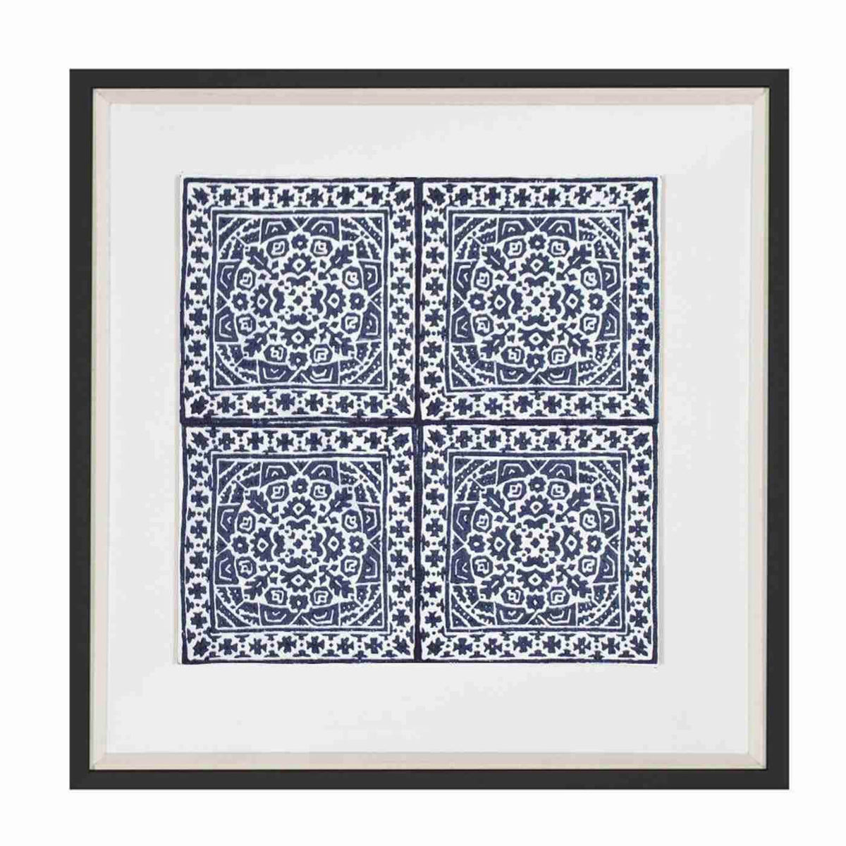 Kilim Repeat Navy Artwork 52cm x 52cm-abc