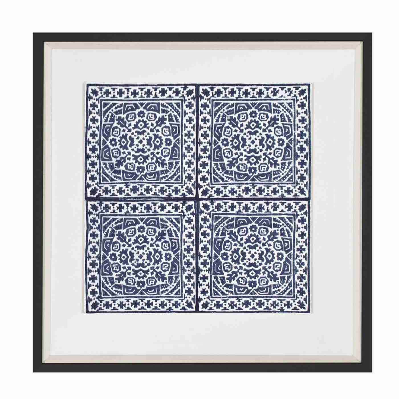 Kilim Repeat Navy Artwork 52cm x 52cm-abc