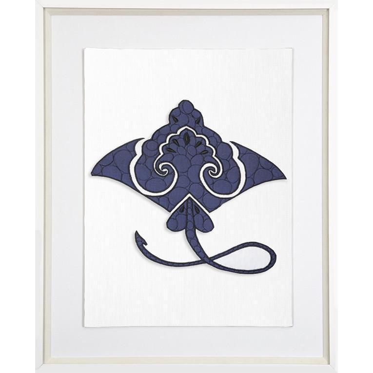 Sea Manta Ray Navy Artwork 67 x 85 cm-abc
