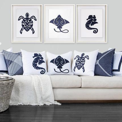 Sea Manta Ray Navy Artwork 67 x 85 cm-abc