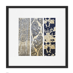 Ruins Zig Triptic Navy Artwork 52 x 52 cm-abc