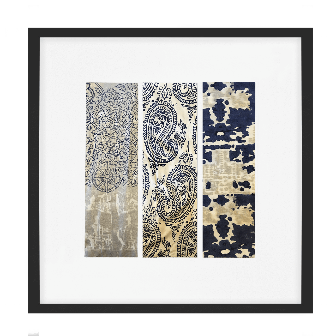 Ruins Zig Triptic Navy Artwork 52 x 52 cm-abc