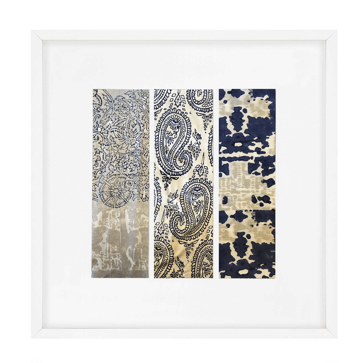Ruins Zig Triptic Navy Artwork 52 x 52 cm-abc
