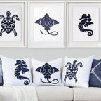 Sea Horse Navy Artwork 67 x 85 cm-abc