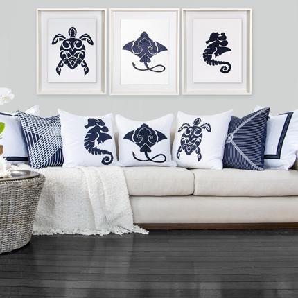 Sea Horse Navy Artwork 67 x 85 cm-abc