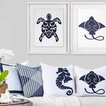 Sea Turtle Navy Artwork 67 x 85 cm-abc