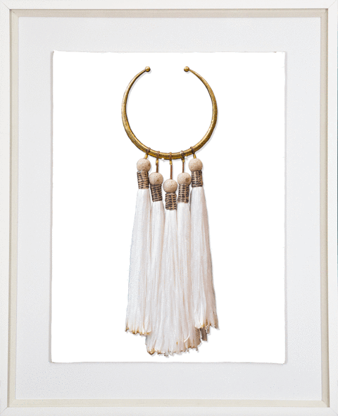 Tassel Amulet White Artwork 67cm x 85cm-abc