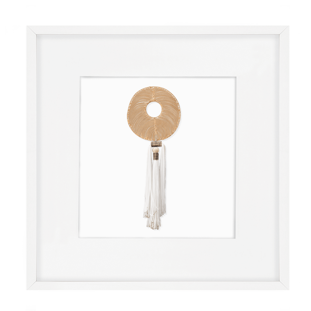 Tassel Disc Gold White Artwork 52 x 52 cm-abc