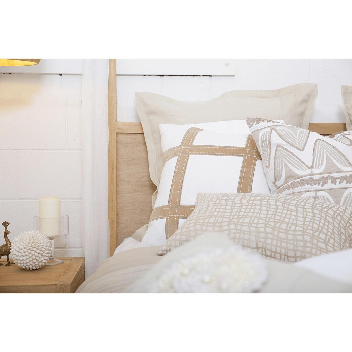 Denim White and Natural Linen Cross Patch Euro Cushion 65 x 65 cm-abc