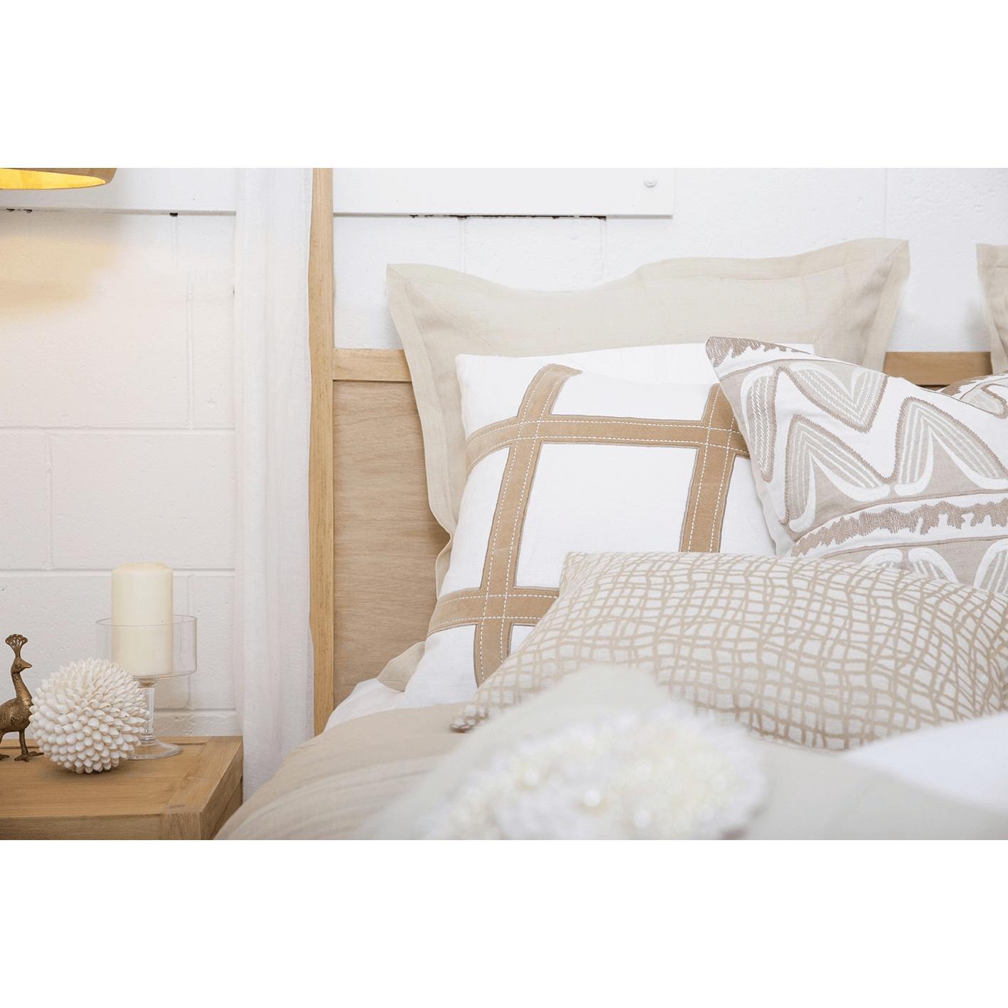 Denim White and Natural Linen Cross Patch Euro Cushion 65 x 65 cm-abc