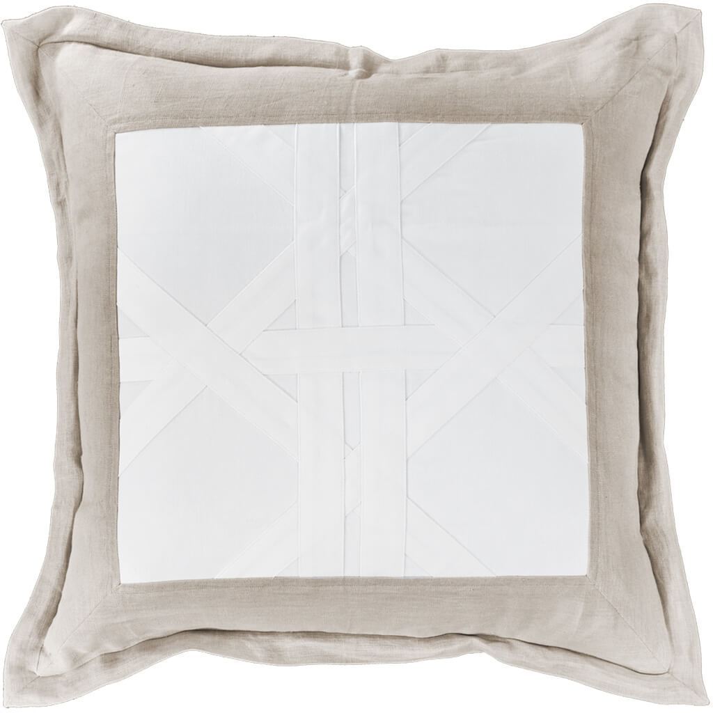 Denim White and Natural Linen Cross Patch Euro Cushion 65 x 65 cm-abc
