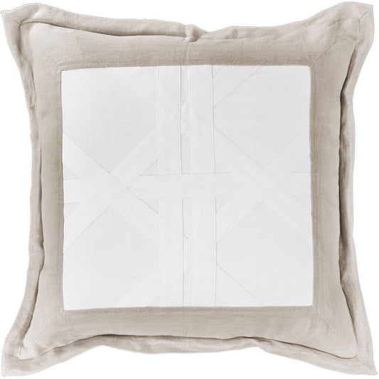 Denim White and Natural Linen Cross Patch Euro Cushion 65 x 65 cm-abc