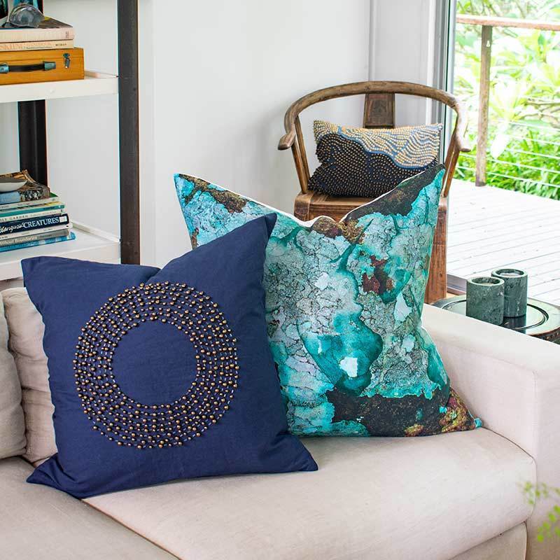 Bone Lichen Printed Euro Cushion 65 x 65cm-abc