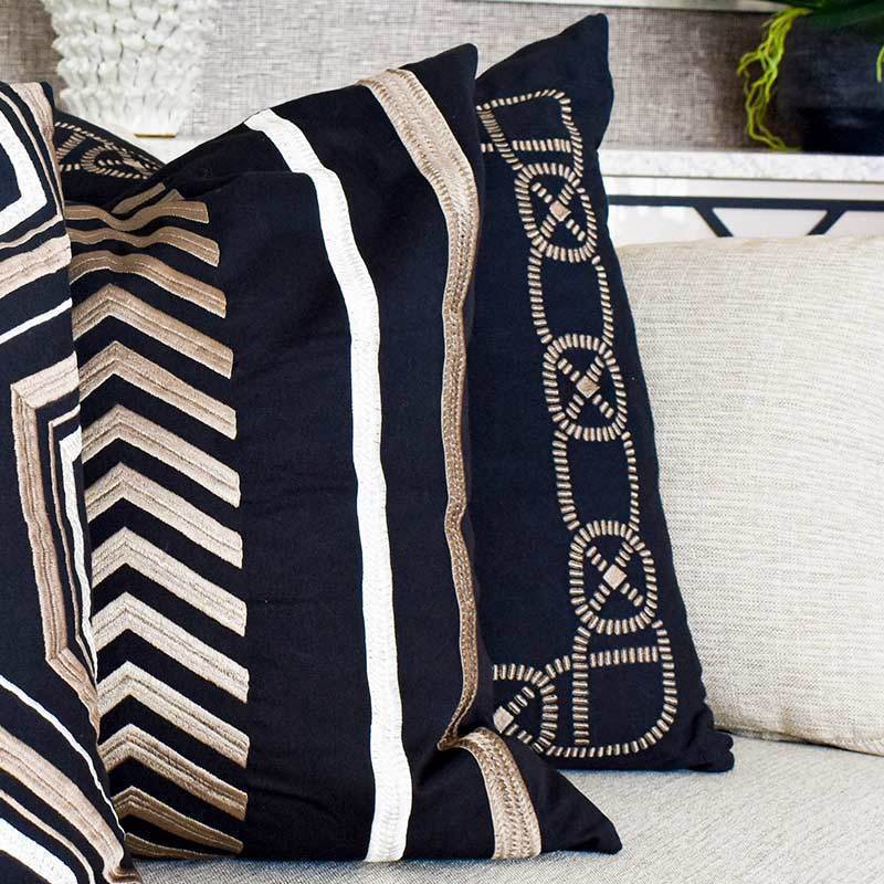 Boat Knot Black Lounge Cushion 55 x 55cm-abc