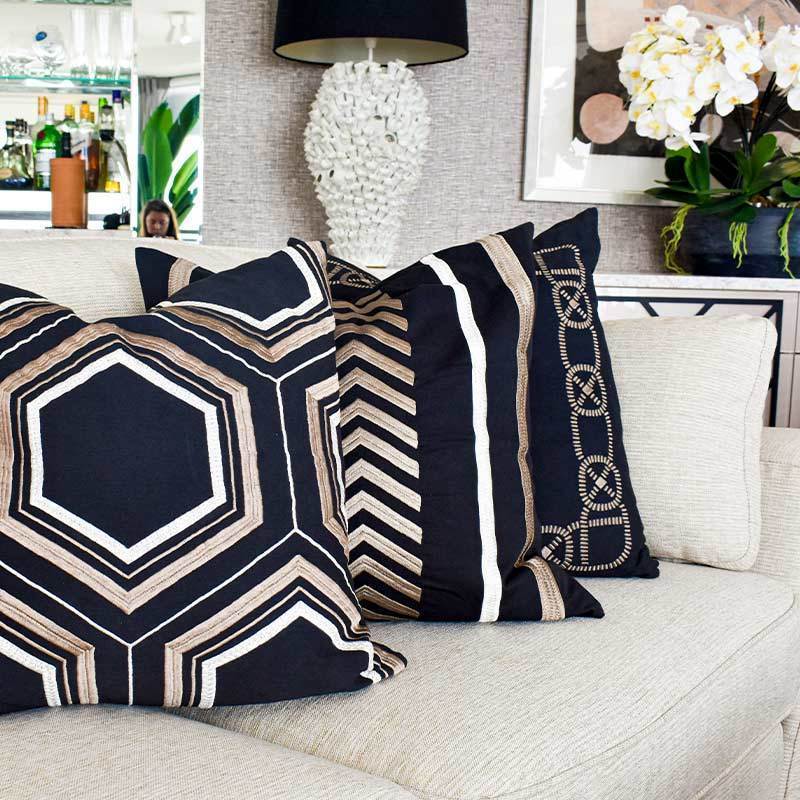 Boat Knot Black Lounge Cushion 55 x 55cm-abc