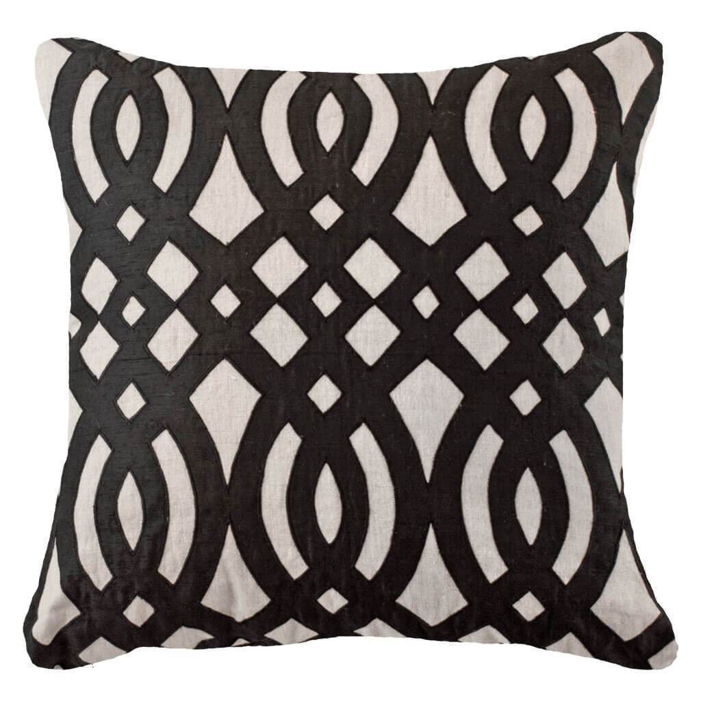 Diamond Scroll Black Lounge Cushion 55 x 55 cm-abc