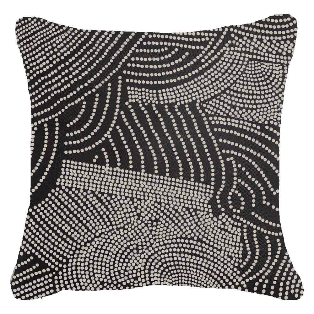 Dreamtime Dots Black Lounge Cushion-abc