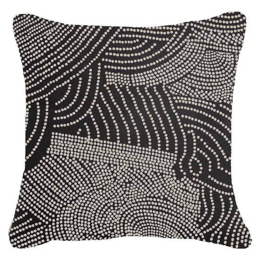 Dreamtime Dots Black Lounge Cushion-abc