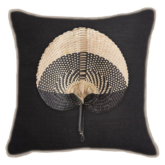 Fan Black on Black Lounge Cushion 55x55cm-abc