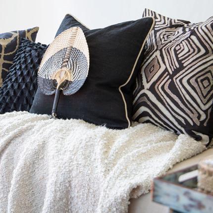 Fan Black on Black Lounge Cushion 55x55cm-abc