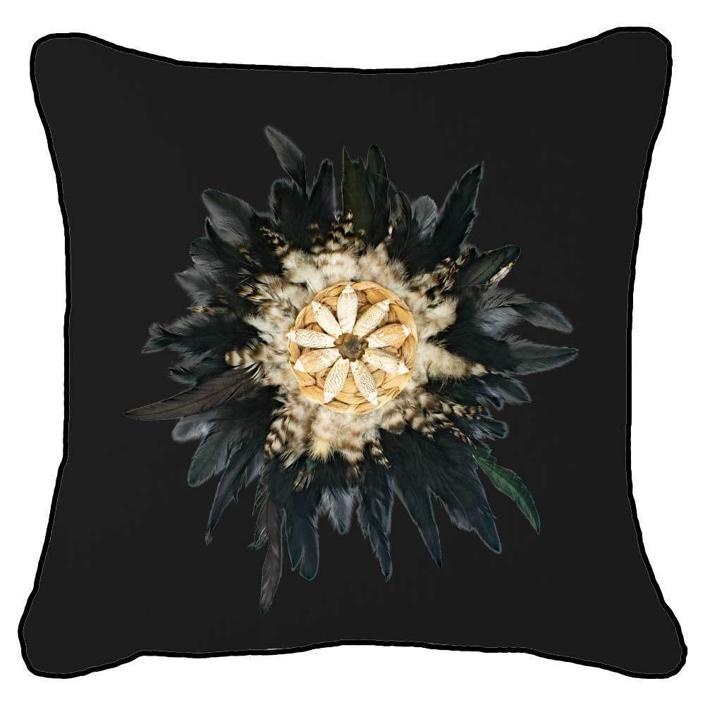 Feather Shell Black Juju Black Lounge Cushion 55 x 55cm-abc