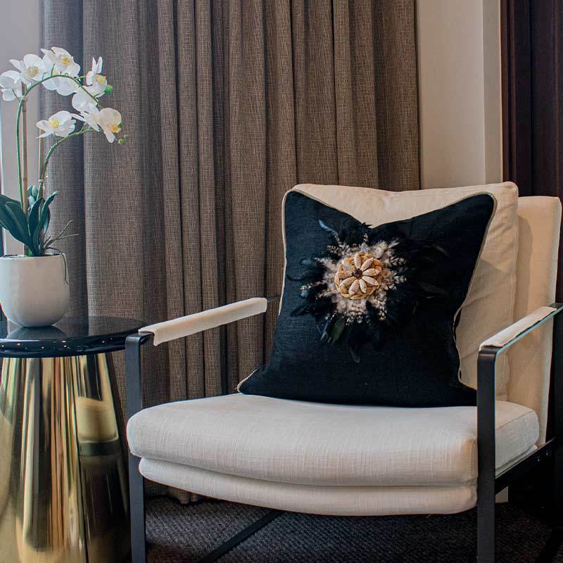 Feather Shell Black Juju Black Lounge Cushion 55 x 55cm-abc