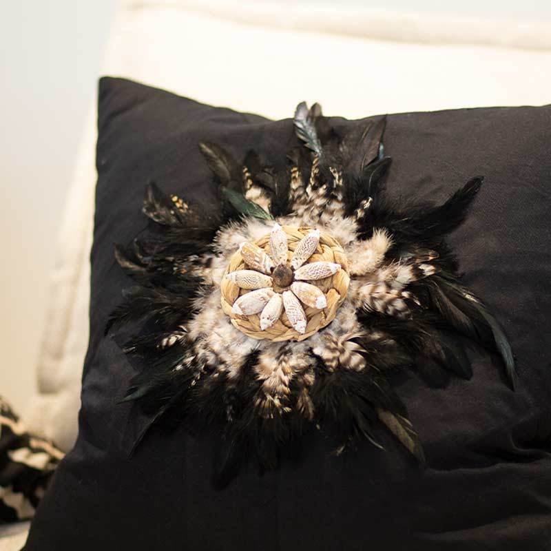 Feather Shell Black Juju Black Lounge Cushion 55 x 55cm-abc