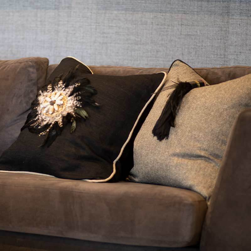 Feather Shell Black Juju Black Lounge Cushion 55 x 55cm-abc