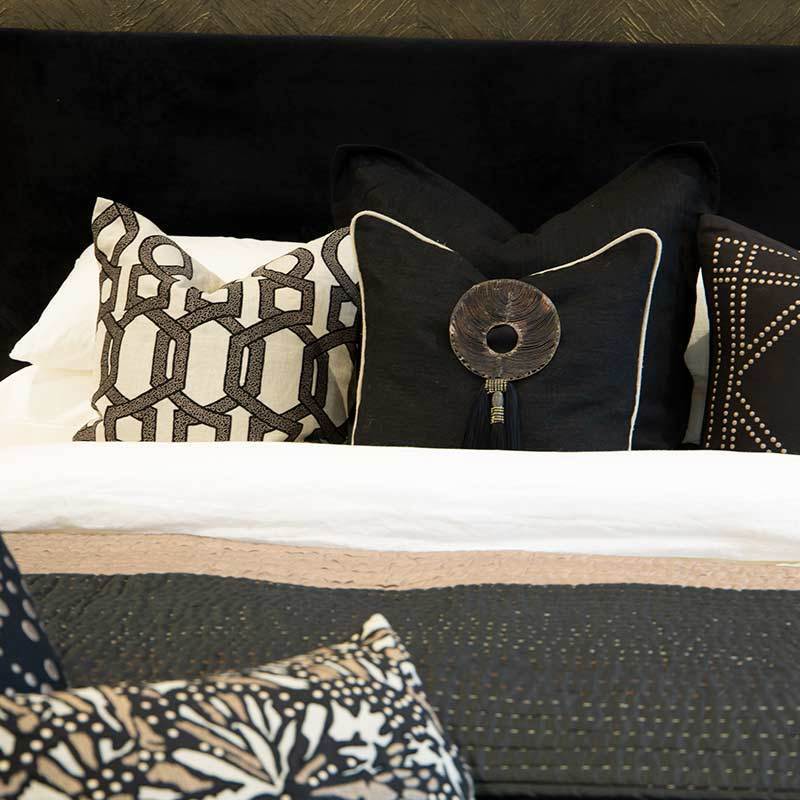 Hexagon Scroll Black Lounge Cushion 55 x 55cm-abc