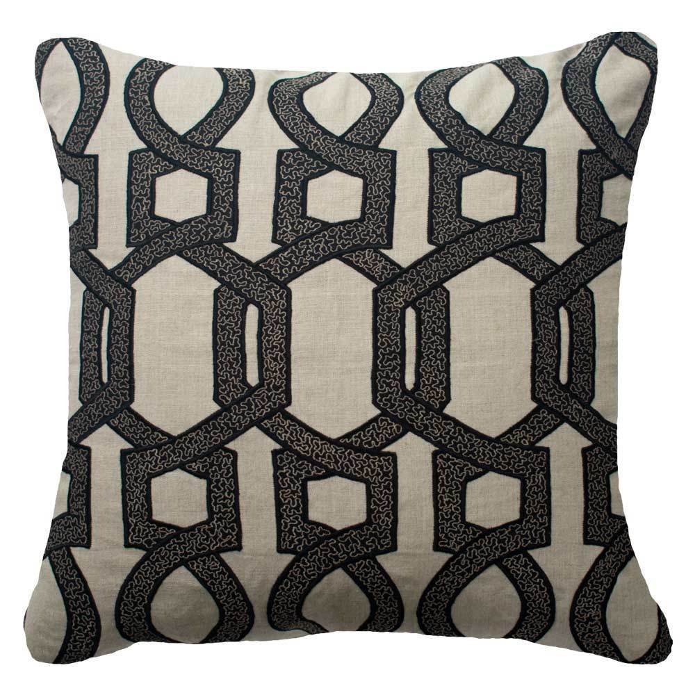 Hexagon Scroll Black Lounge Cushion 55 x 55cm-abc