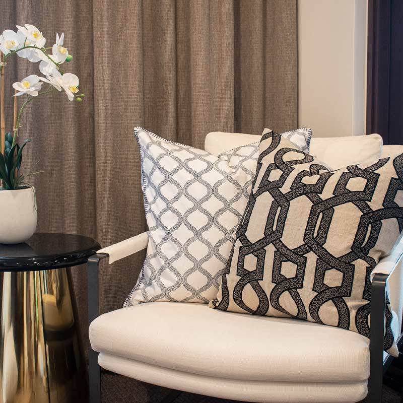 Hexagon Scroll Black Lounge Cushion 55 x 55cm-abc