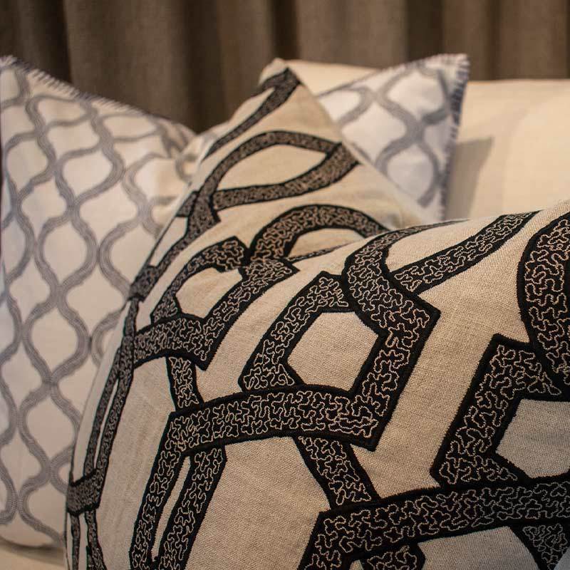 Hexagon Scroll Black Lounge Cushion 55 x 55cm-abc