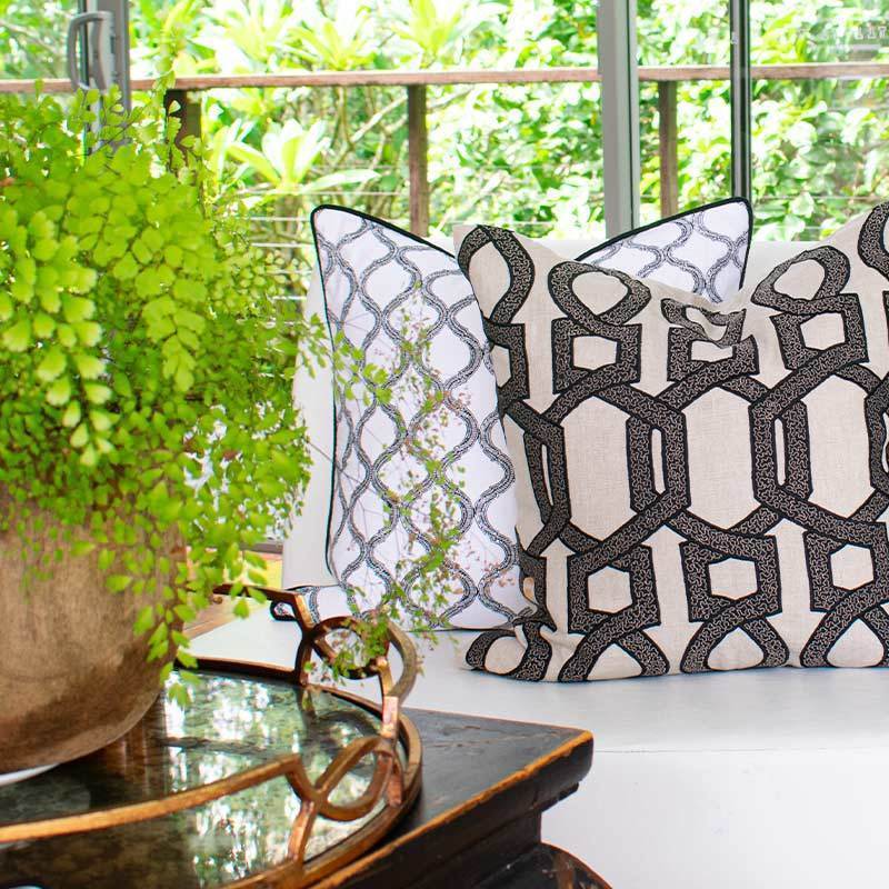 Lace Screen Black Lounge Cushion 55 x 55cm-abc