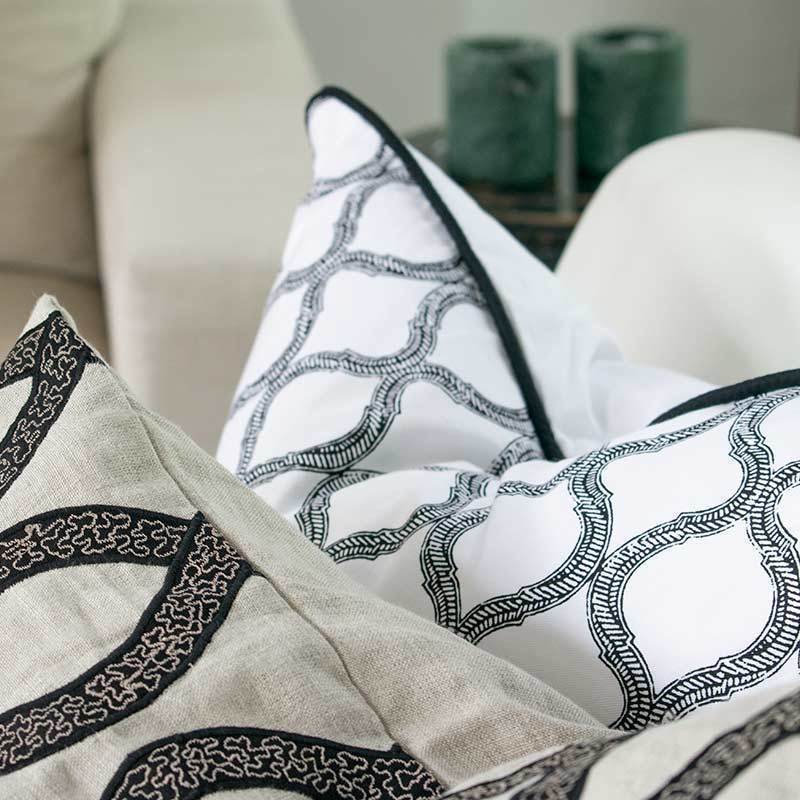 Lace Screen Black Lounge Cushion 55 x 55cm-abc