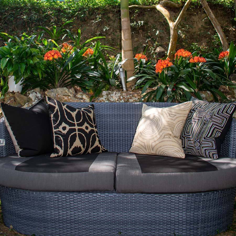 Outdoor Inner Ikat Diamond Black Lounge Cushion 55 x 55 cm-abc