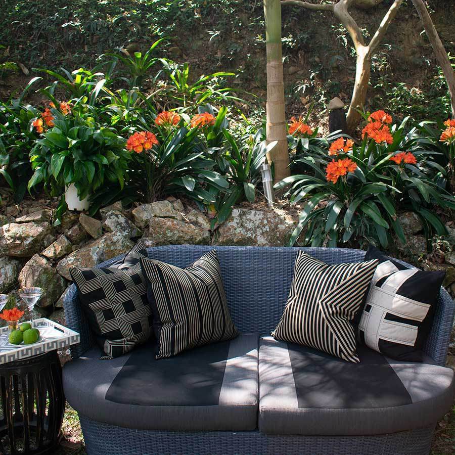 Outdoor Paramaze Black & Beige Lounge Cushion 55 x 55 cm-abc