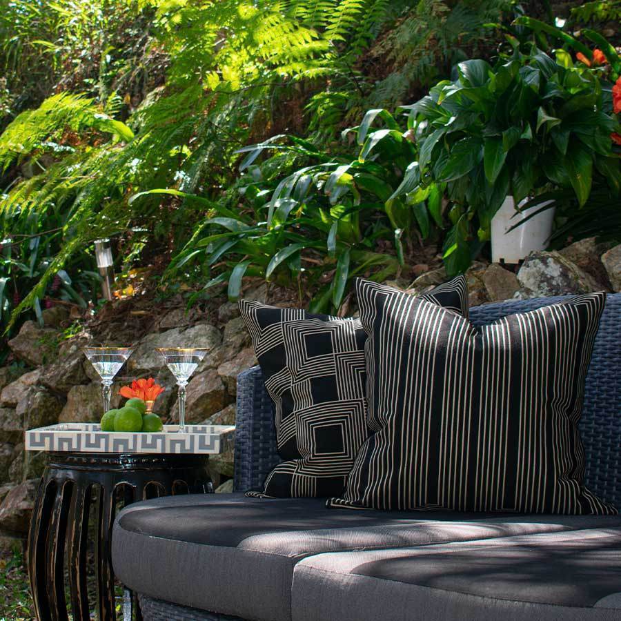 Outdoor Paramaze Black & Beige Lounge Cushion 55 x 55 cm-abc